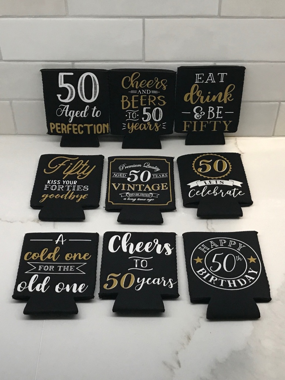 50th Birthday Stainless Wine Tumbler and Coozies - Picture 3 of 3